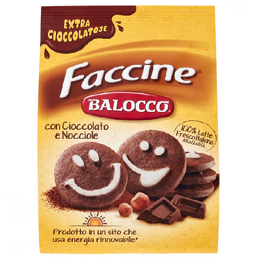 Balocco Faccine - kruche ciastka z czekoladą i orzechami laskowymi 700g